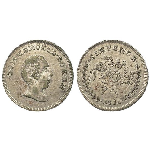 854 - Token, 19thC: Folkeston, Kent silver Sixpence 1811, Kent '#[N-L14* - originally listed by Dalton und... 