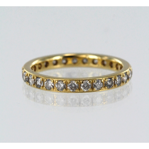 100 - 18ct yellow gold full diamond eternity ring, set with round brilliant cut diamonds TDW approx. 1.40c... 