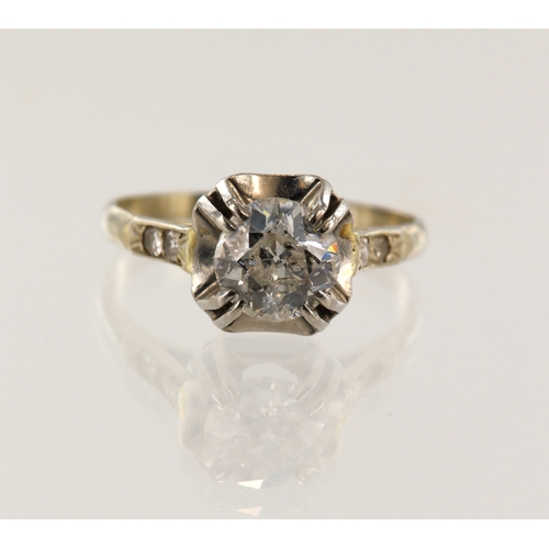 152 - White gold (tests 18ct) Vintage diamond solitaire ring, set with one old European cut diamond approx... 