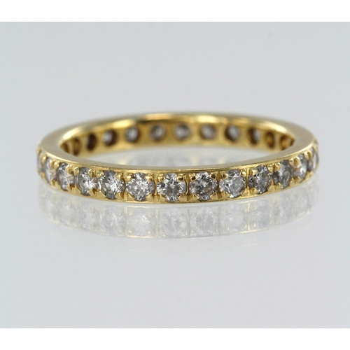 201 - 18ct yellow gold full diamond eternity ring, set with round brilliant cut diamonds TDW approx. 1.40c... 