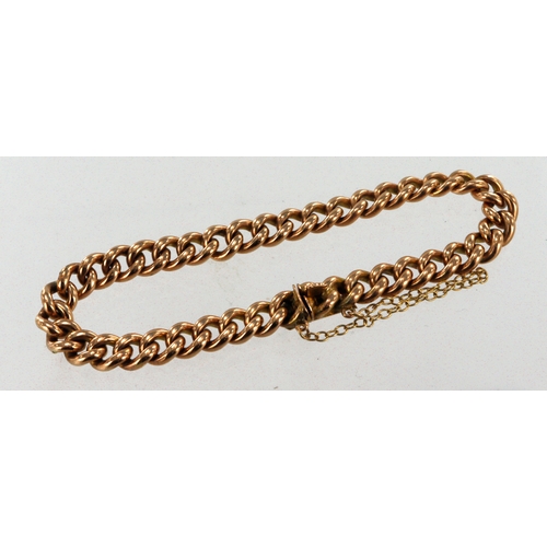 404 - 9ct yellow gold Edwardian curb bracelet, each curb linked stamped '9.375', hallmarked Chester 1908, ... 