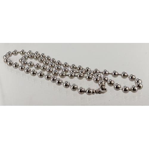 503 - 9ct white gold ball chain, ball width 6mm, length 22