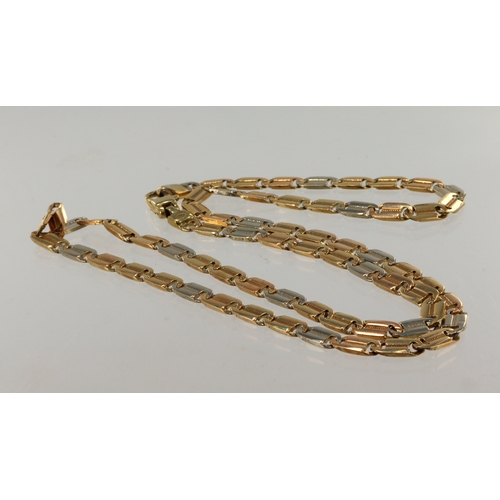 565 - 9ct tri-colour gold chain, width 4.5mm, length 20.5