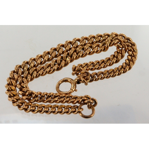 658 - 9ct yellow gold vintage Albert chain bracelet, double graduating curb links, all stamped '9.375', bo... 