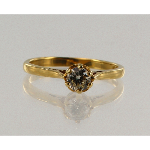 72 - 18ct yellow gold diamond solitaire ring, round brilliant approx. 0.50ct, estimated colour approx. M-... 