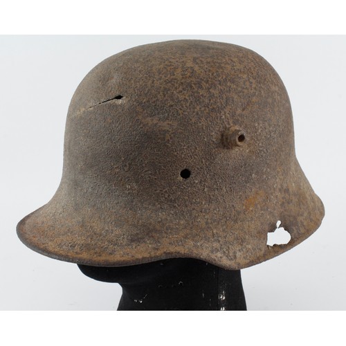 429 - WW1 Battle Damaged German M16 Stahlhelm Helmet. Vendor states this helmet was found in woodland in t... 