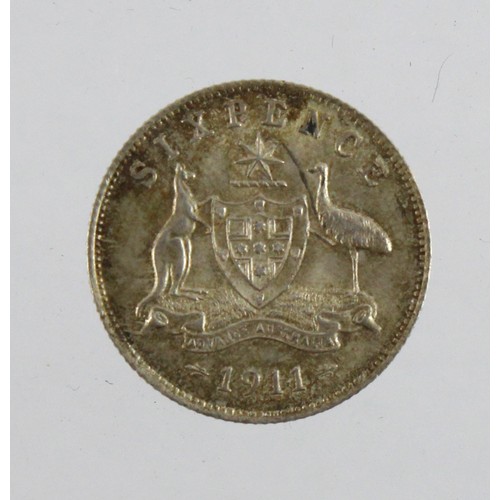 275 - Australia Sixpence 1911 aUnc