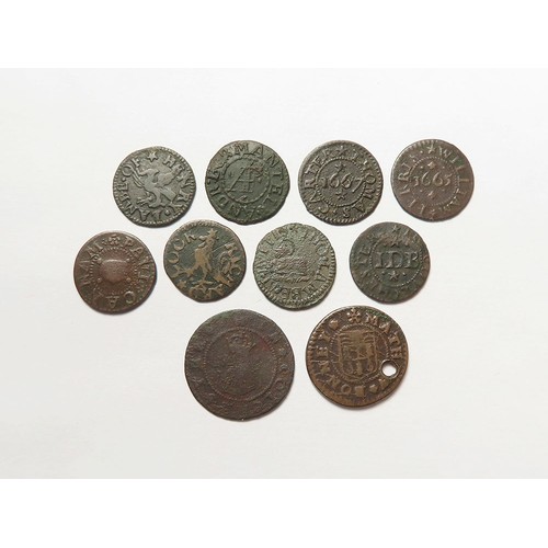 863 - Tokens, 17thC Essex, Colchester, surnames A-L (10): Robert Adson 1/2d 1668, bust of Charles II, D#89... 