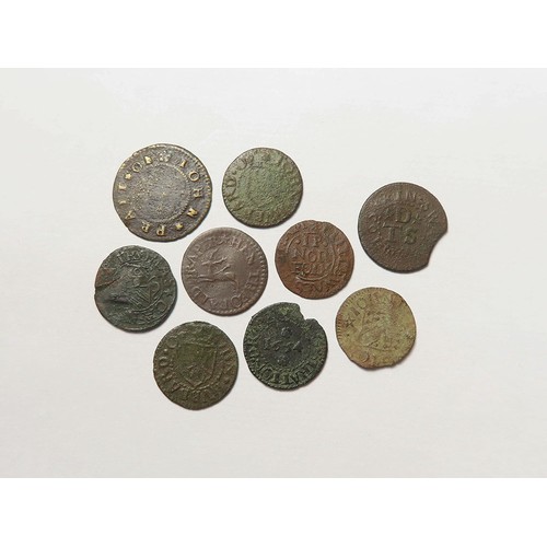 867 - Tokens, 17thC Norfolk (9): Pulham Market: Hen Theobald 1/4d, hart wounded by arrow, 'DRAPER', D#235,... 