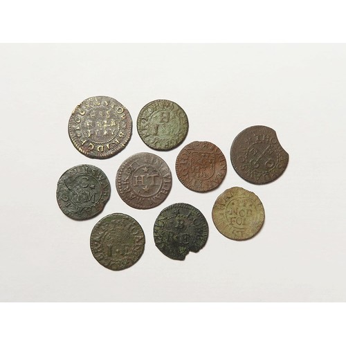 867 - Tokens, 17thC Norfolk (9): Pulham Market: Hen Theobald 1/4d, hart wounded by arrow, 'DRAPER', D#235,... 