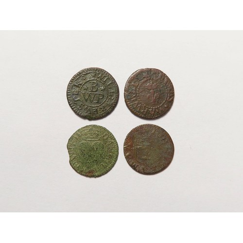 873 - Tokens, 17thC Suffolk (4): Botesdale, John Seaman 1/4d 1664, draper D#20 rare, Fair; Boxford, Daniel... 