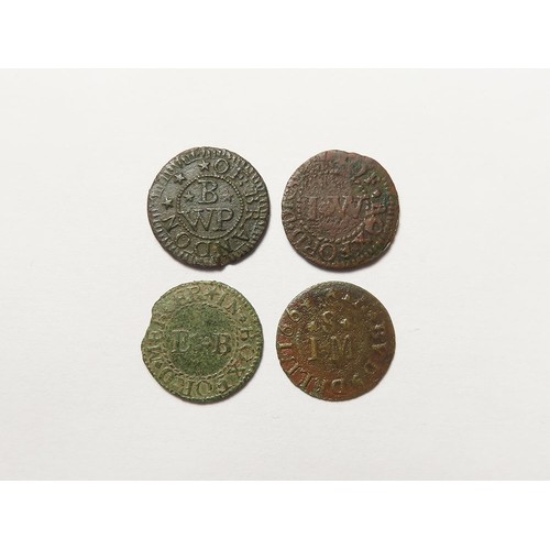 873 - Tokens, 17thC Suffolk (4): Botesdale, John Seaman 1/4d 1664, draper D#20 rare, Fair; Boxford, Daniel... 