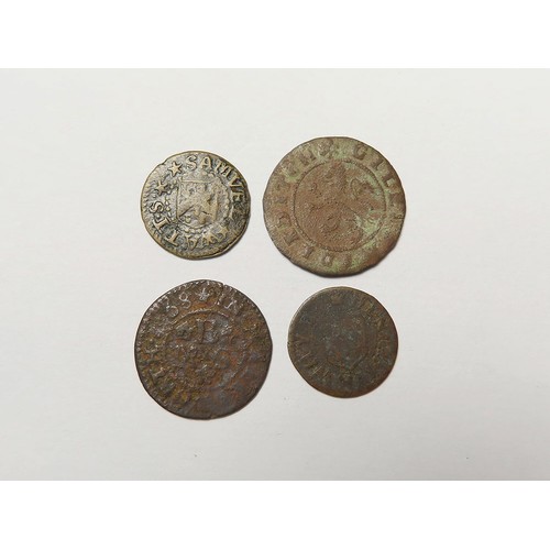 874 - Tokens, 17thC Suffolk (4): Glemsford, Giles Middleditch 1/2d 1669, lion, D#132, Fair; Halesworth, Mi... 