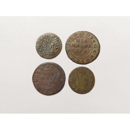 874 - Tokens, 17thC Suffolk (4): Glemsford, Giles Middleditch 1/2d 1669, lion, D#132, Fair; Halesworth, Mi... 