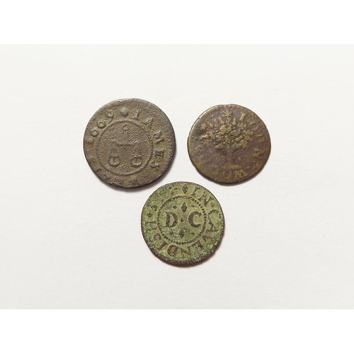 879 - Tokens, 17thC Suffolk, Cavendish (3): Daniell Chickell 1/4d 1657, D#88 rare, Fair/VG; James Ellis 1/... 