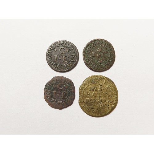 881 - Tokens, 17thC Suffolk, Framlingham (4): Daniel Barnes 1/2d 1669, wheatsheaf, D#123, VG; 2x John Capo... 