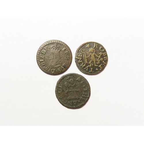 885 - Tokens, 17thC Suffolk, Ipswich (3): Lebbeus Dimbleby 1/4d 1666, bust of Charles II, D#173, VG; W.T. ... 