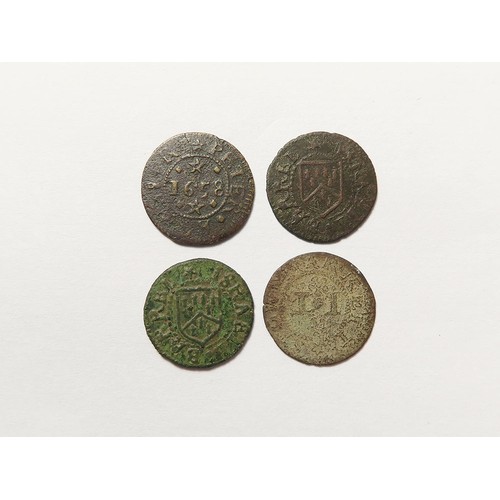 891 - Tokens, 17thC Suffolk, Stowmarket (4): Israell Barrel 1/4d, grocer, D#309, aF; the same again, VG; P... 