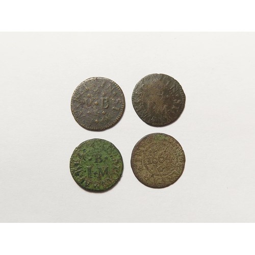 891 - Tokens, 17thC Suffolk, Stowmarket (4): Israell Barrel 1/4d, grocer, D#309, aF; the same again, VG; P... 