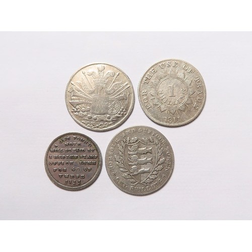 900 - Tokens, 19thC silver, Norfolk & Suffolk: Attleborough: WM, RF & RK Shilling 1811, D#6 (scarce) nVF; ... 