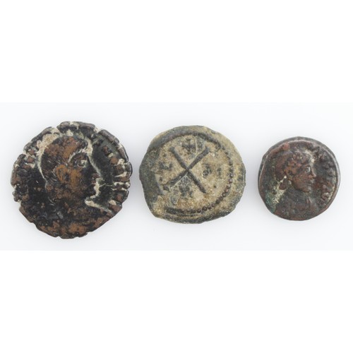 410 - Roman/Byzantine bronze minors (3): Arcadius AE4 of Constantinople, 2.13g, RIC IX p.229 62b, F/GF; Co... 