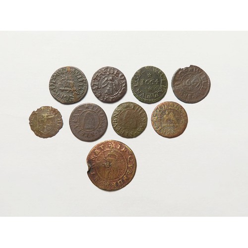 860 - Tokens, 17thC Essex (9): Much Clafton (Great Clacton): Will Anger 1/4d 1654, unicorn (pub?), D#241, ... 