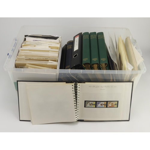 119 - Large crate of mixed British Commonwealth, including 3x New Age printed albums for GVI stamps, but v... 