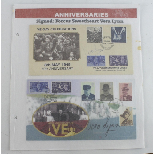 43 - GB: Two different illustrated special VE Day covers, each signed by Dame Vera Lynn.