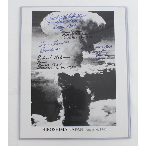 54 - Printed b/w photograph (8” x 10”) of the Hiroshima Mushroom Cloud signed by five members of the crew... 