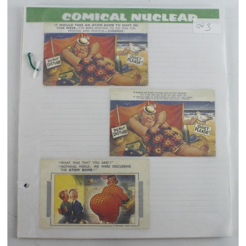 55 - Series of post WWII comic postcards with the theme of Nuclear Weapons. Fascinating topic and very di... 