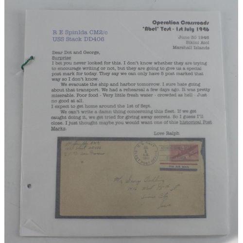 59 - USA Postal History: 1946 Four covers and letters ftom Bikini Atoll beautifully written up on album p... 
