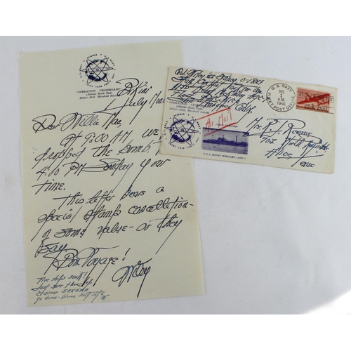60 - USA Postal History: 1946 Operation Crossroads illustrated cover from BIKINI ATOLL Nuclear Test Zone ... 