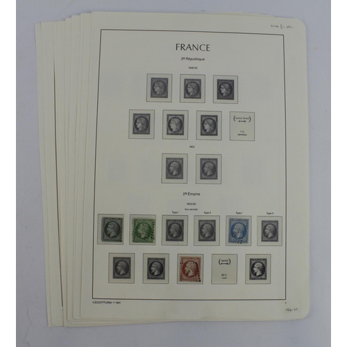 99 - France 1853-1906 selection mint / used on 10x printed leaves. Including SG42, SG49, SG134, SG136, SG... 