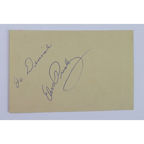 369 - Elvis Presley autograph, signed 'To Denise, Elvis Presley', size 12cm x 8cm approx., comes with enve... 