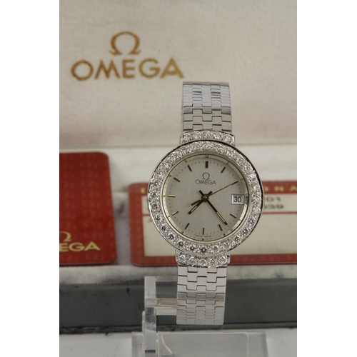 1 - Ladies 18ct white gold cased and diamond set Omega quartz wristwatch, ref. 79803101, circa 1998. The... 