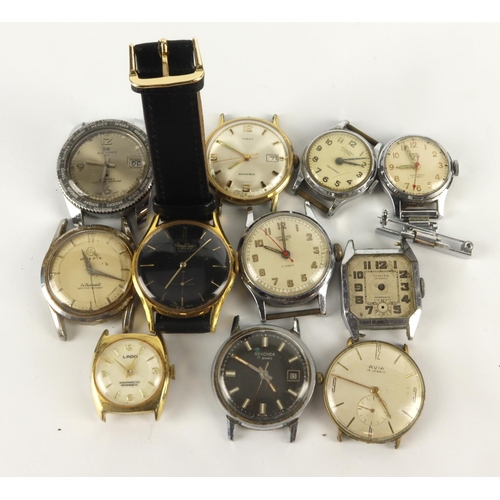 102 - Assortment of ten gents manual wind wristwatches, various makers. Not working, AF