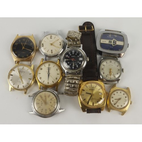 103 - Assortment of ten gents manual wind wristwatches, various makers. Working when catalogued