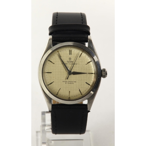 133 - Gents stainless steel cased Tudor Elegante manual wind wristwatch, ref. 7960, 1960. The waffle dial ... 