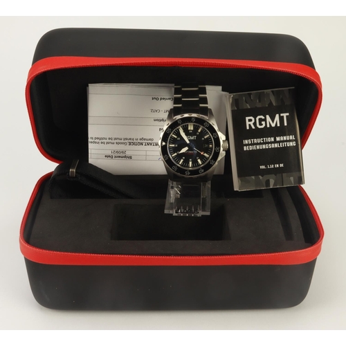 137 - RGMT divers stainless steel cased gents automatic wristwatch, ref. RG8012, purchased 2021. The black... 