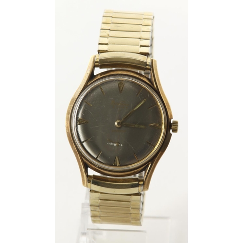 15 - Gents 9ct cased Bentima Star manual wind wristwatch. Import marks for Glasgow 1962. The grey dial wi... 