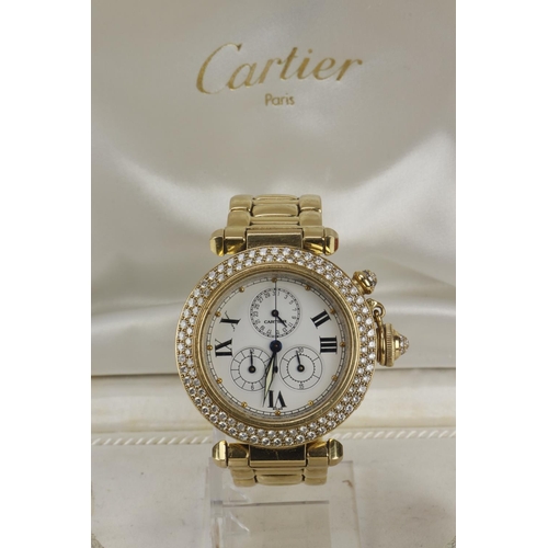 166 - Cartier Pasha Chronograph 18ct cased and diamond set ladies quartz wristwatch, ref. 1354 1, case no.... 