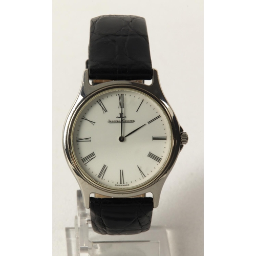 20 - Gents stainless steel cased Jaeger LeCoultre Heraion wristwatch ref.112.8.08. The white dial with bl... 