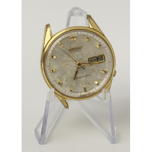 202 - Gents gold plated Seiko automtic gents wristwatch. The silvered dial with attractive patina, gilt ba... 