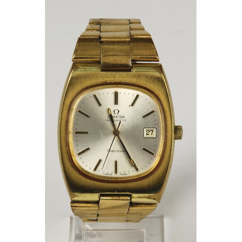 203 - Omega Automatic Geneve gold plated gents wristwatch, ref. 166.0191, circa 1974. The silvered dial wi... 