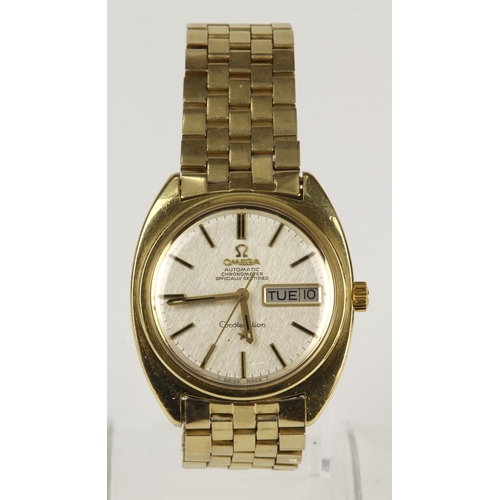 206 - Omega Constellation gold plated automatic gents wristwatch, ref. 168.019, circa 1968. The silvered d... 