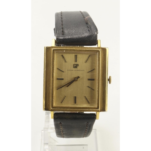 209 - Gents gold plated Girard Perregaux manual wind wristwatch, the gilt dial with baton markers. The Gir... 