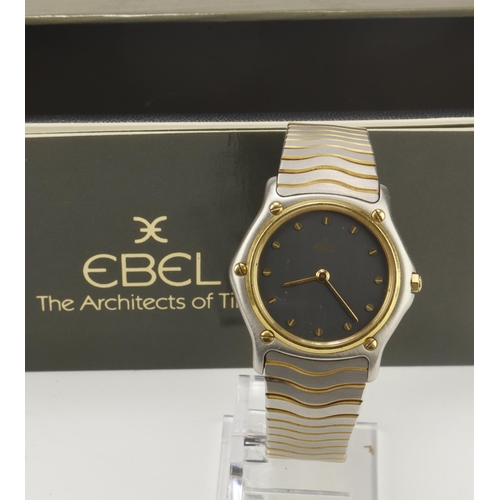 211 - Gents stainless steel and gold cased Ebel Wave quartz wristwatch, ref. 181909, purchased 1983. The g... 