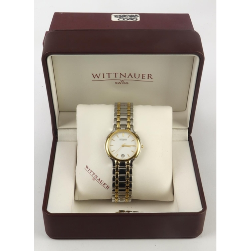 216 - Gents gold plated and stainless steel cased Wittnauer quartz wristwatch. The white dial with gilt ba... 