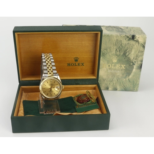 23 - Rolex Oyster Perpetual Datejust 36 stainless steel and gold cased gents wristwatch, ref. 16233, seri... 