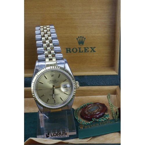 23 - Rolex Oyster Perpetual Datejust 36 stainless steel and gold cased gents wristwatch, ref. 16233, seri... 